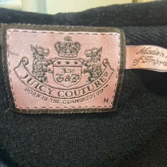 Vintage Juicy Couture Black Velour Track Suit - Hoodie and Pants - Picture 3 of 7